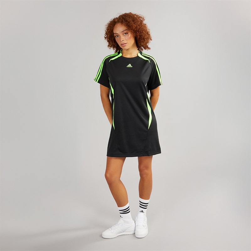 adidas Originals Womens Teamgeist Adicolor Tee Dress Black/Signal Green