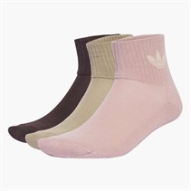 adidas Originals Three Pack Mid Ankle Socks Wonder Mauve/Trace Khaki/Shadow Brown