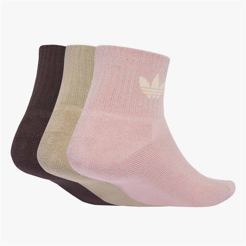 adidas Originals Three Pack Mid Ankle Socks Wonder Mauve/Trace Khaki/Shadow Brown