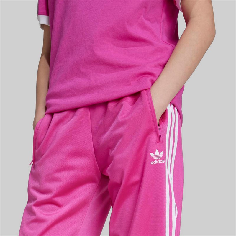 adidas Originals Junior Girls Adicolor Firebird Tracksuit Bottoms Semi Lucid Fuchsia