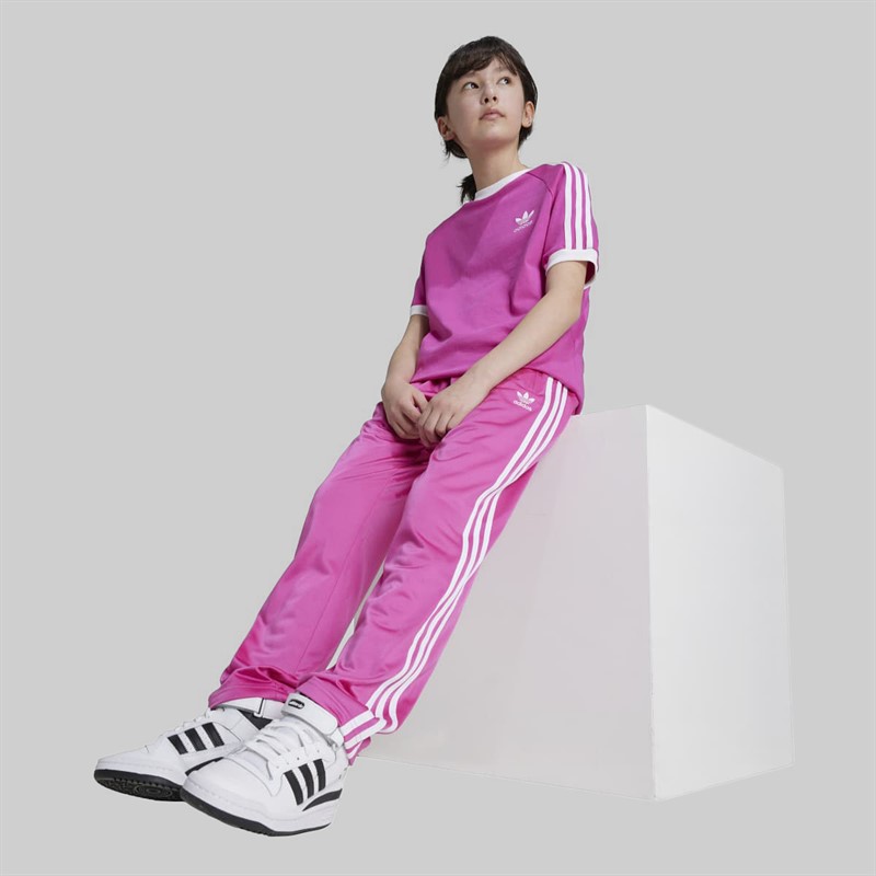 adidas Originals Junior Girls Adicolor Firebird Tracksuit Bottoms Semi Lucid Fuchsia