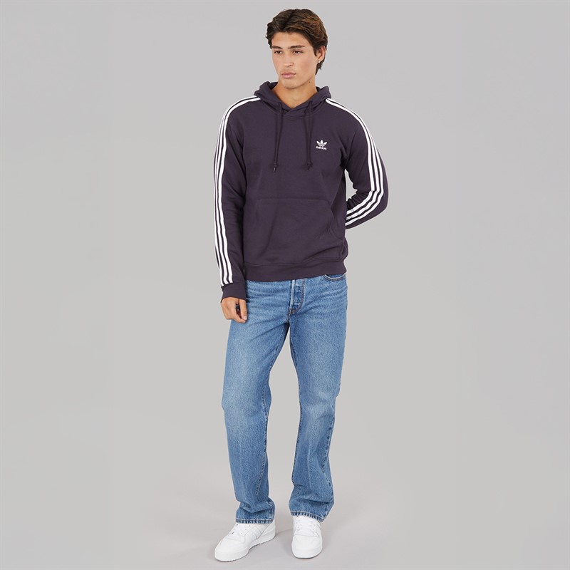 adidas Originals Mens Adicolor Classics 3-Stripes Hoodie Aurora Black