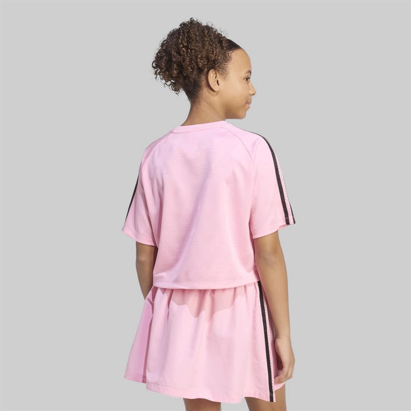 adidas Originals Junior Girls Jacquard Boxy Loose Fit T-Shirt Light Pink/Black