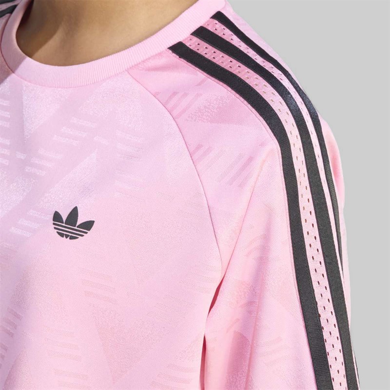adidas Originals Junior Girls Jacquard Boxy Loose Fit T-Shirt Light Pink/Black