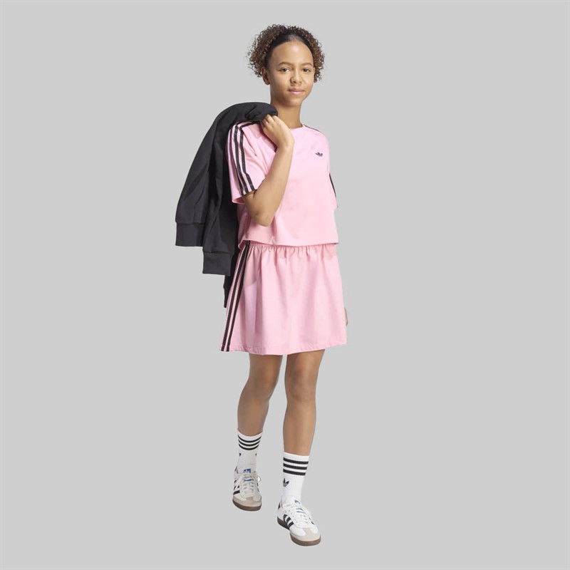 adidas Originals Junior Girls Jacquard Boxy Loose Fit T-Shirt Light Pink/Black