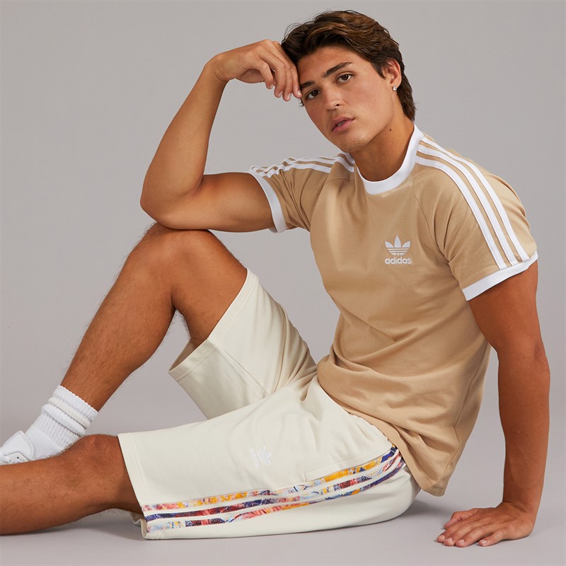 adidas Originals Mens Adicolor 70s Monogram Shorts Wonder White