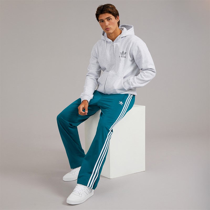 adidas Originals Mens Trefoil Logo Essentials Full Zip Hoodie Light Grey Heather