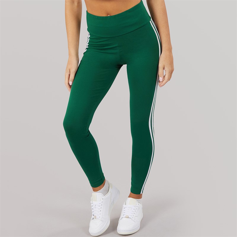 adidas Originals Womens 3 Stripes Leggings Collegiate Green