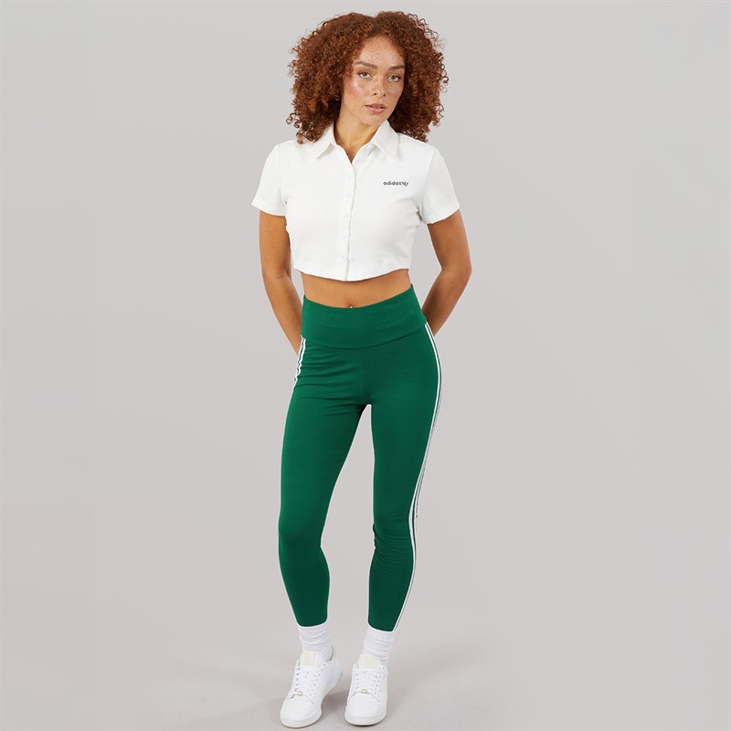 adidas Originals Womens 3 Stripes Leggings Collegiate Green