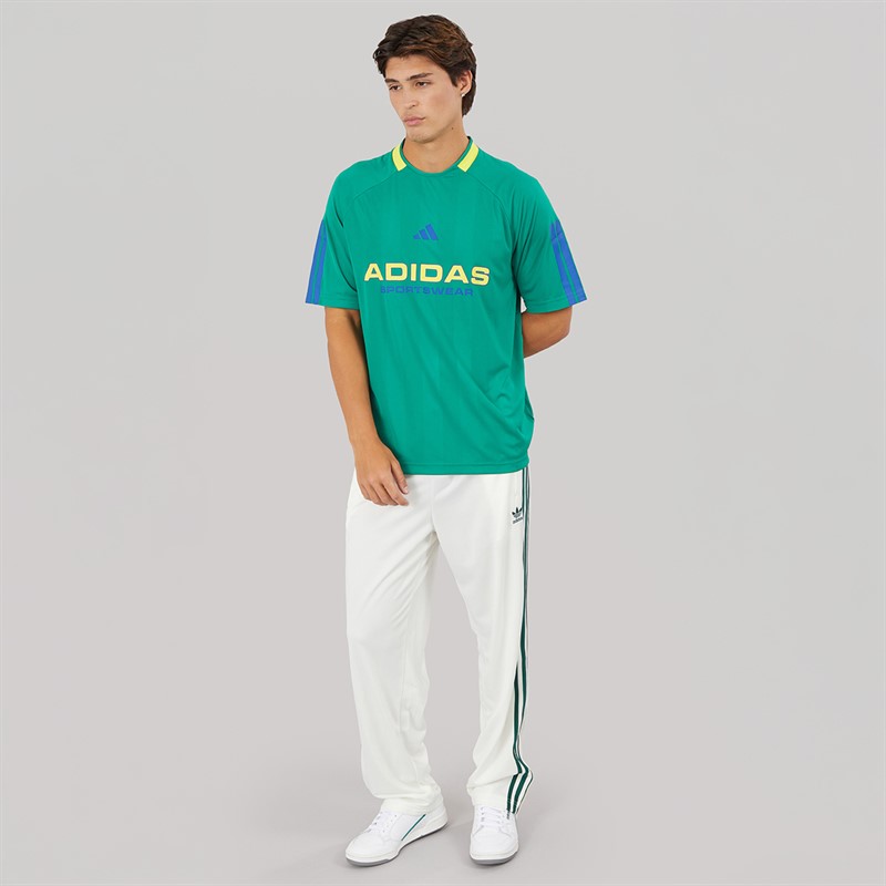 adidas Originals Mens Adicolor Trefoil Firebird Classics Track Pants Off White/Collegiate Green