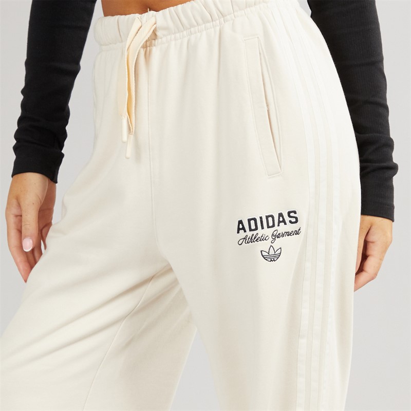 adidas Originals Womens Athletic Department Graphic Loose Fit Joggers Wonder White