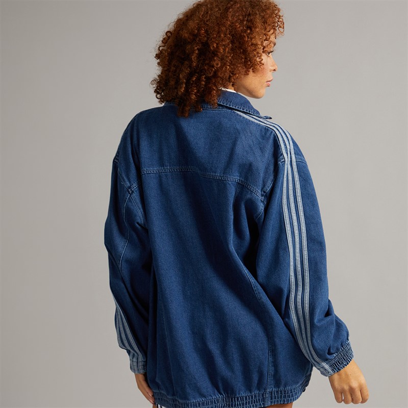 adidas Originals Womens Adicolor Firebired Oversized Denim Track Top Indigo Denim