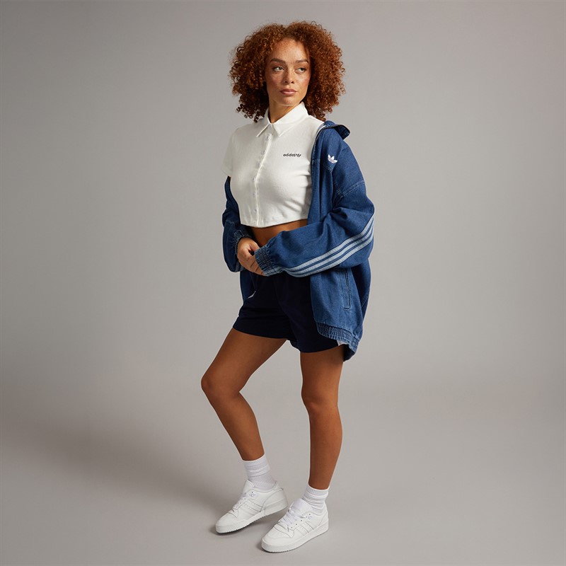adidas Originals Womens Adicolor Firebired Oversized Denim Track Top Indigo Denim