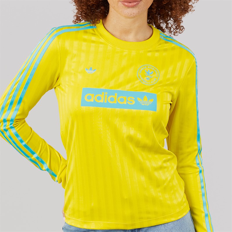 adidas Originals Womens Graphic Football Long Sleeve T-Shirt Pure Sulfur