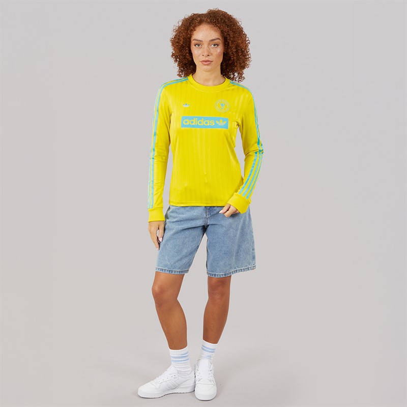 adidas Originals Womens Graphic Football Long Sleeve T-Shirt Pure Sulfur