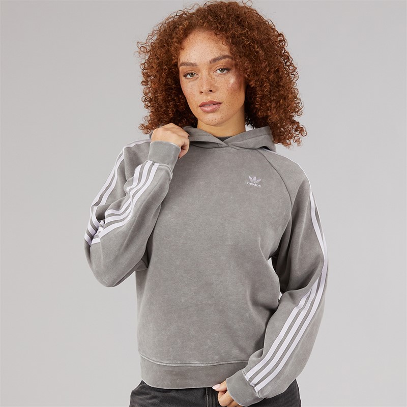 adidas Originals Womens Washed Boyfriend Fit Hoodie Grey Three