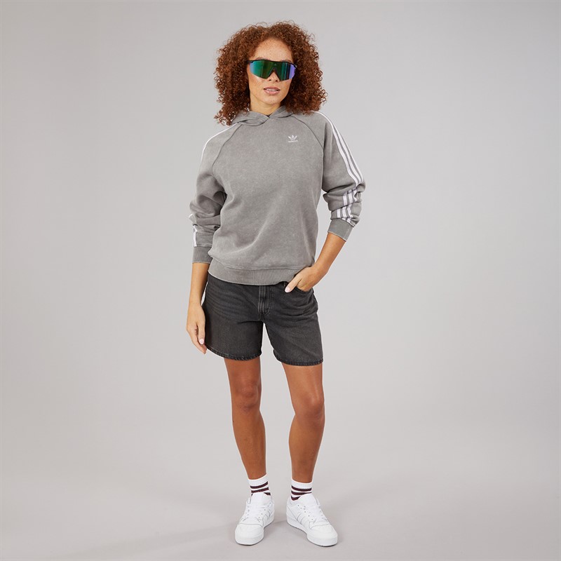 adidas Originals Womens Washed Boyfriend Fit Hoodie Grey Three