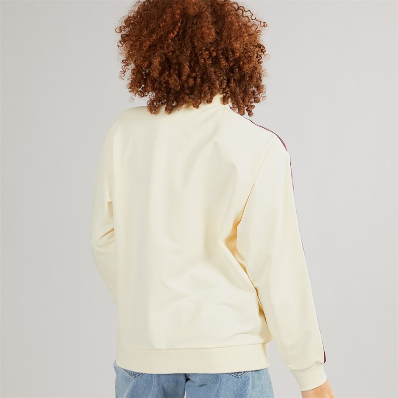 adidas Originals Womens Trefoil Colorblock Track Top Cream White/Maroon