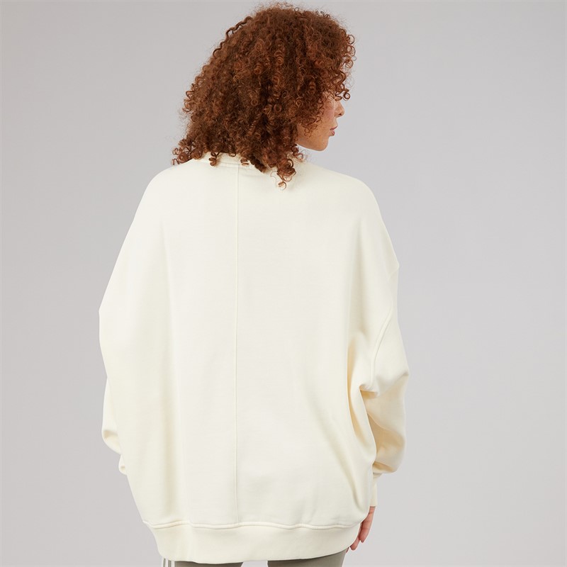 adidas Originals Womens Essentials Linear Oversized Sweatshirt Cream White