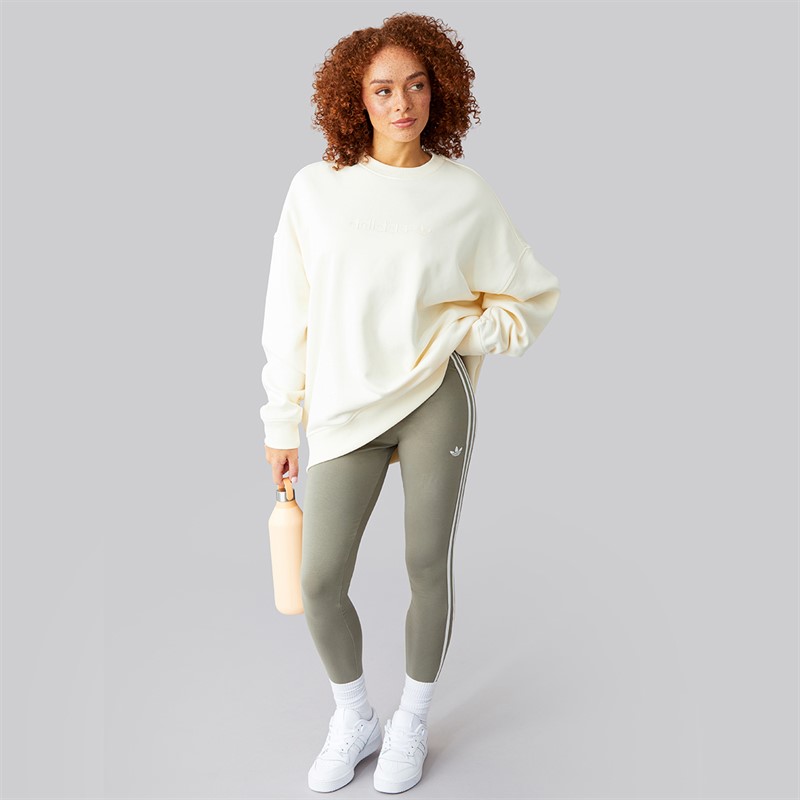 adidas Originals Womens Essentials Linear Oversized Sweatshirt Cream White