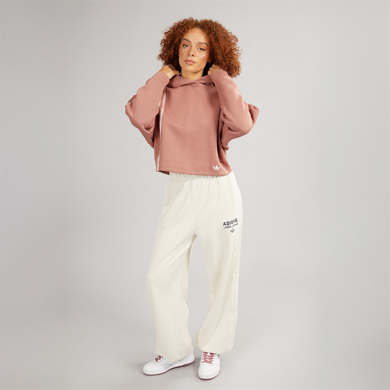 adidas Originals Womens Off Placed 3-Stripes Hoodie Warm Clay