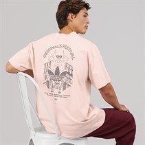 adidas Originals Mens Street Band Back Graphic T-Shirt Putty Mauve