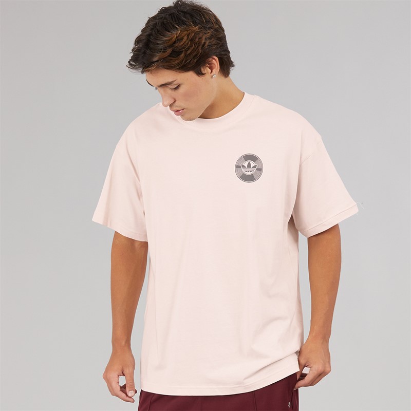 adidas Originals Mens Street Band Back Graphic T-Shirt Putty Mauve