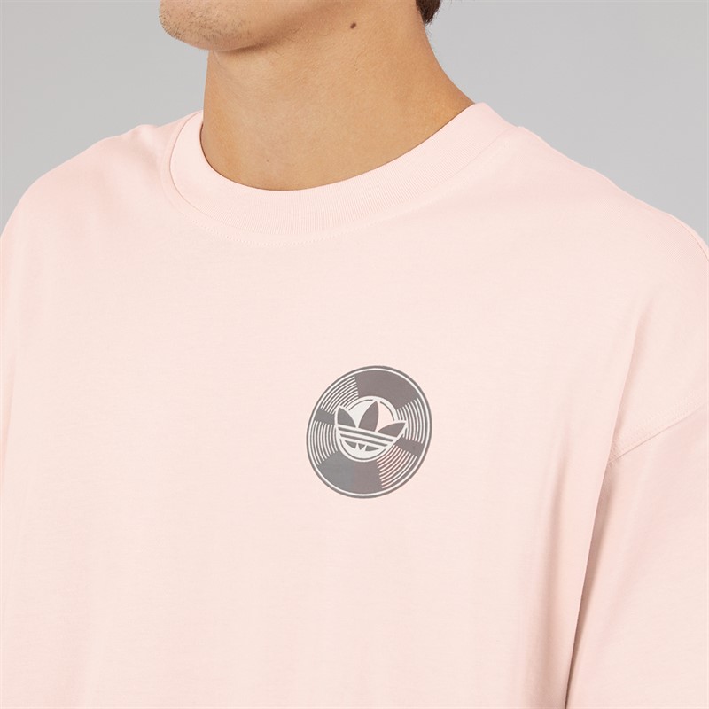 adidas Originals Mens Street Band Back Graphic T-Shirt Putty Mauve