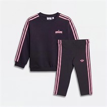 adidas Originals Infant Girls Bubble Logo Sweatshirt And Leggings Set Carbon/Bliss Pink