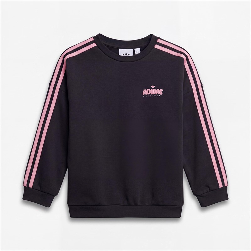 adidas Originals Infant Girls Bubble Logo Sweatshirt And Leggings Set Carbon/Bliss Pink