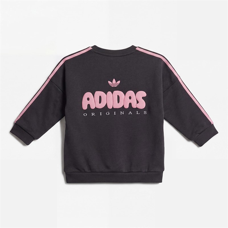 adidas Originals Infant Girls Bubble Logo Sweatshirt And Leggings Set Carbon/Bliss Pink