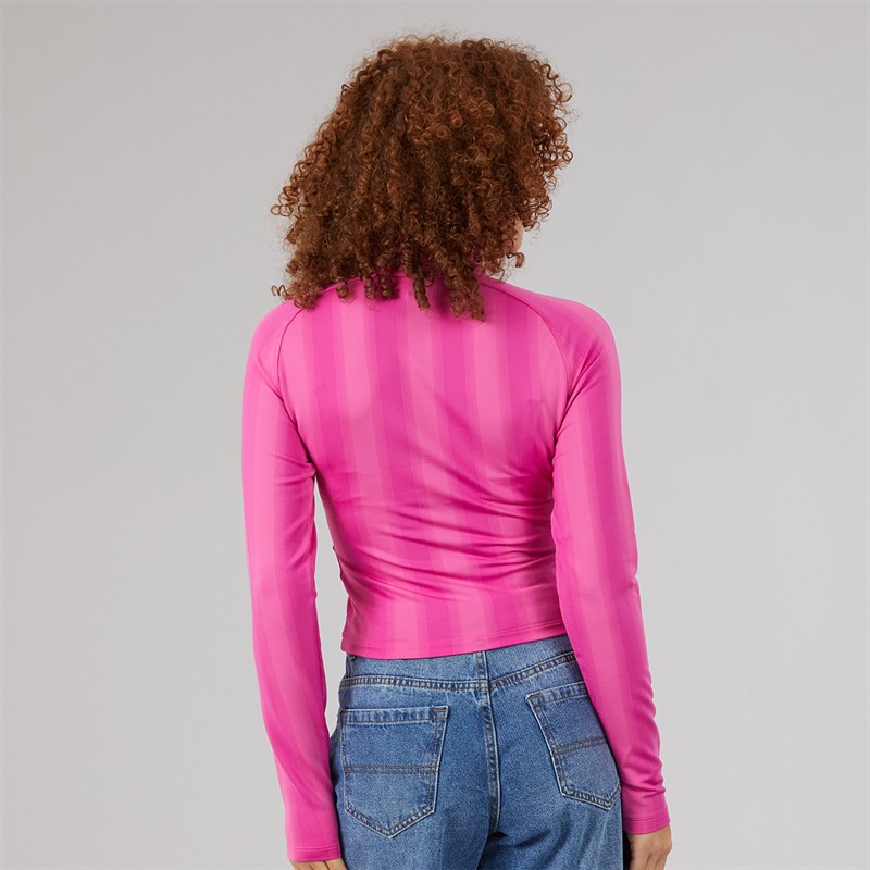 adidas Originals Womens Graphic Football 1/2 Zip Top Semi Lucid Fuchsia