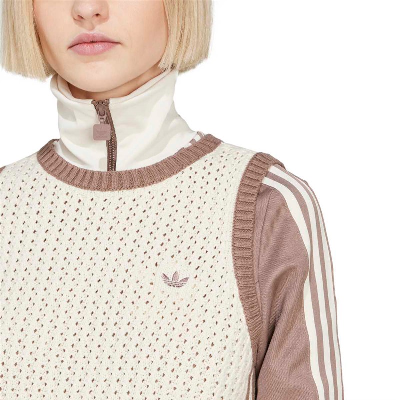 adidas Originals Damen Adicolor Gestrickte Weste Wonder White