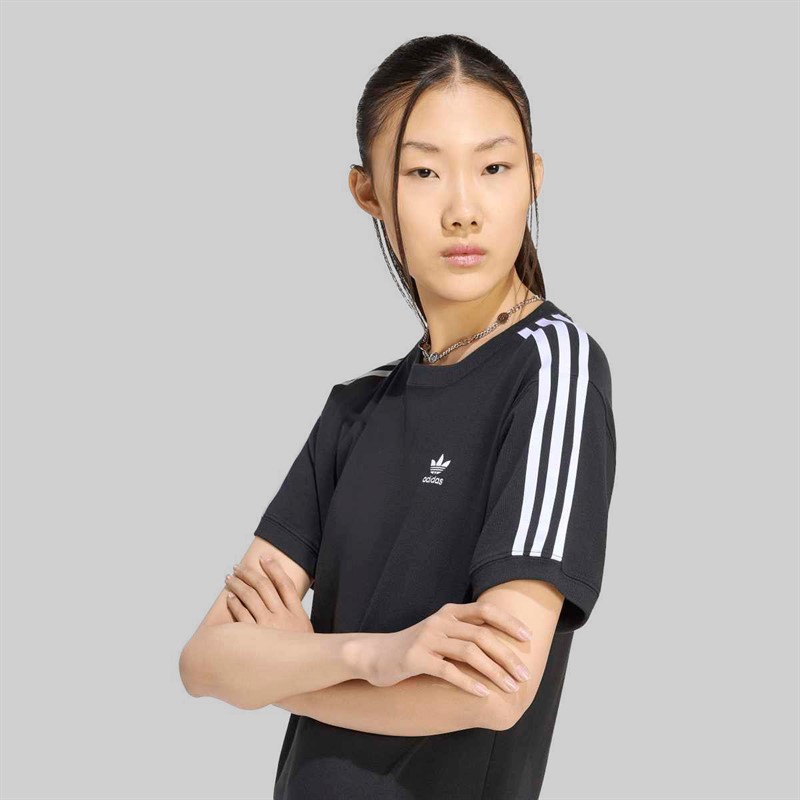adidas Originals Dame Adicolor 3 striber Trefoil T-shirt Sort