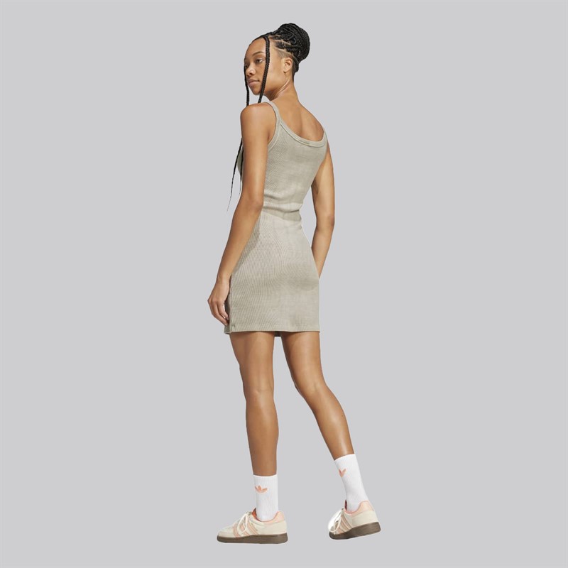 adidas Originals Damen Rippstrick Mini Kleid Silver Pebble