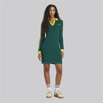 adidas Originals Damen Strick Poloshirt Kleid Collegiate Green/Cream Yellow