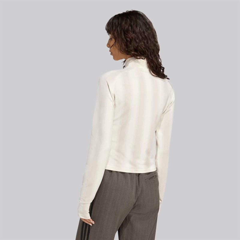 adidas Originals Damen Grafik Fußball 1/2 Reißverschluss Oberteil Off White