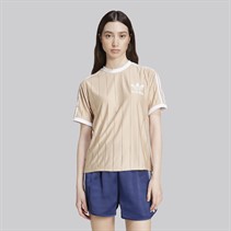 adidas Originals Damen Adicolor 3 Streifen Nadelstreifen T Shirt Magic Beige
