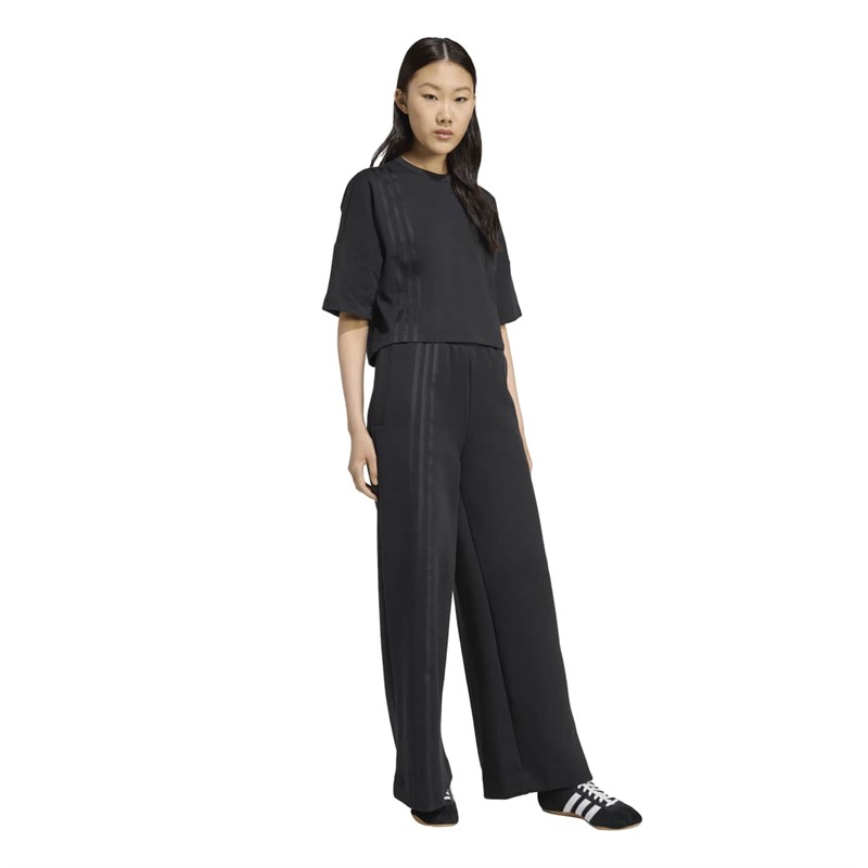 adidas Originals Dame løse 3 striber brede joggingbukser Sort