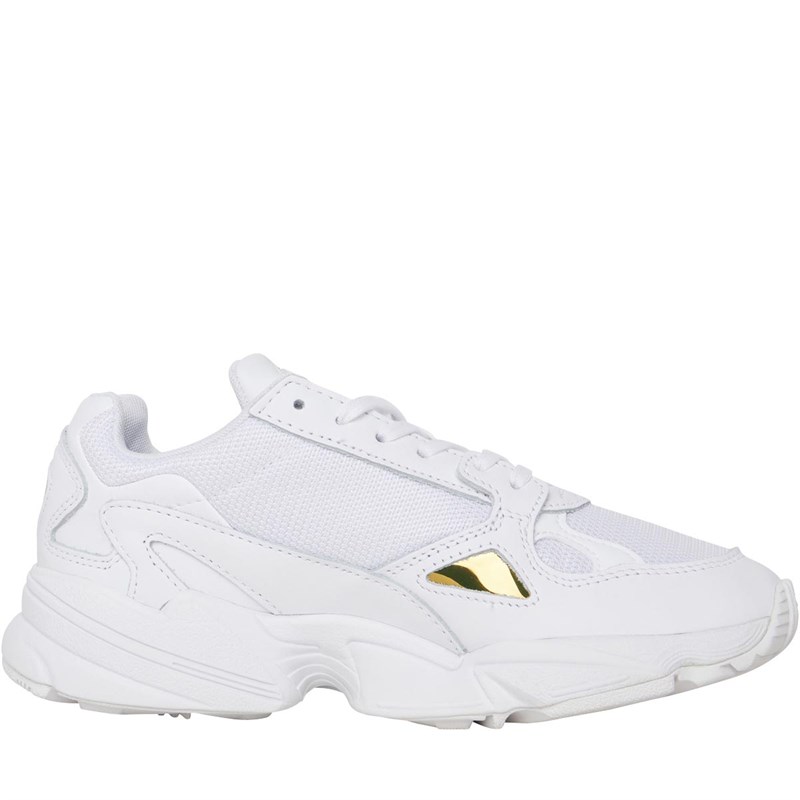 adidas originals falcon trainers in white and gold