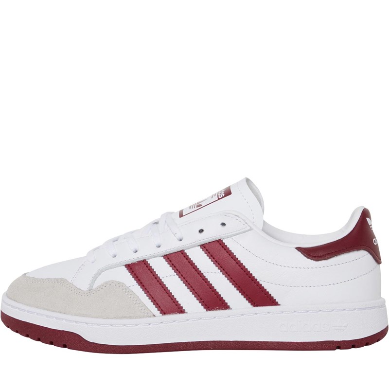 adidas originals team court trainers in white leather
