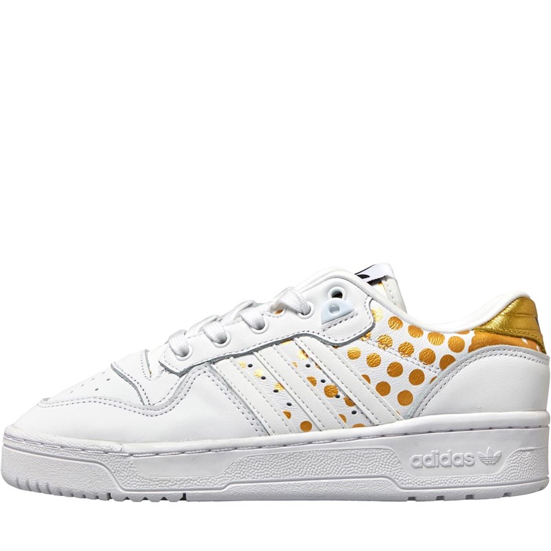 White and gold adidas hot sale trainers