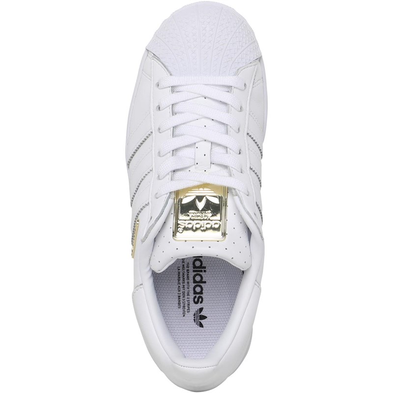 adidas Originals Womens Superstar Bold Trainers Footwear White/Gold Metallic/Core Black