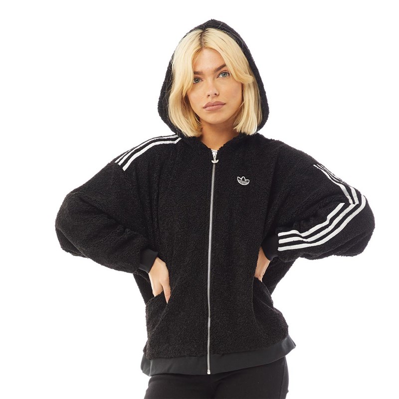 Buy adidas Originals Womens 3 Stripes Full Zip Hoodie Black