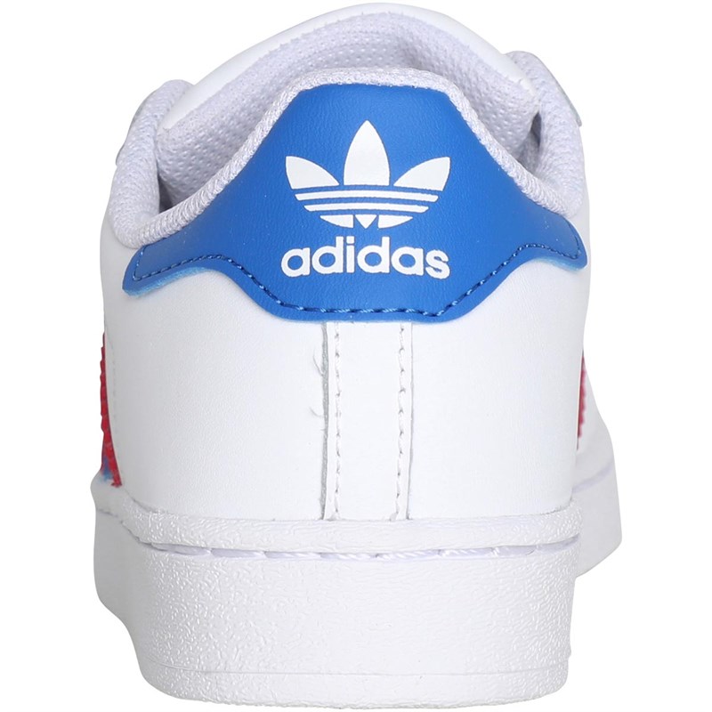 adidas Originals Junior Superstar Trainers Footwear White/Blue/Scarlet