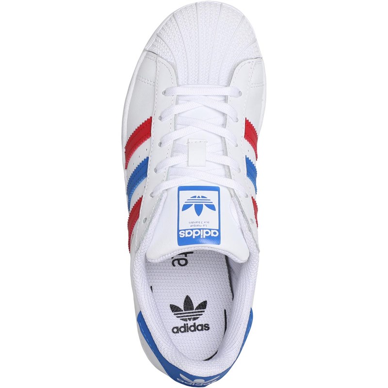 adidas Originals Junior Superstar Trainers Footwear White/Blue/Scarlet