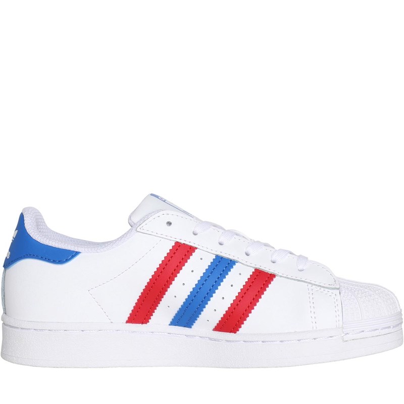 adidas Originals Junior Superstar Trainers Footwear White/Blue/Scarlet