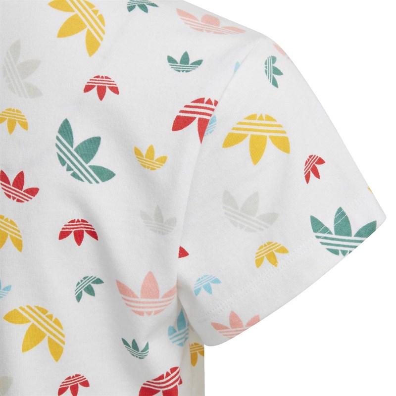 adidas Originals Junior Graphic Trefoil T-Shirt White/Multi Colour/Lush Red