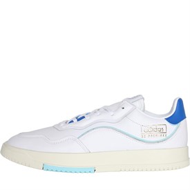 Adidas originals sc premiere trainers shop in white with blue heel tab