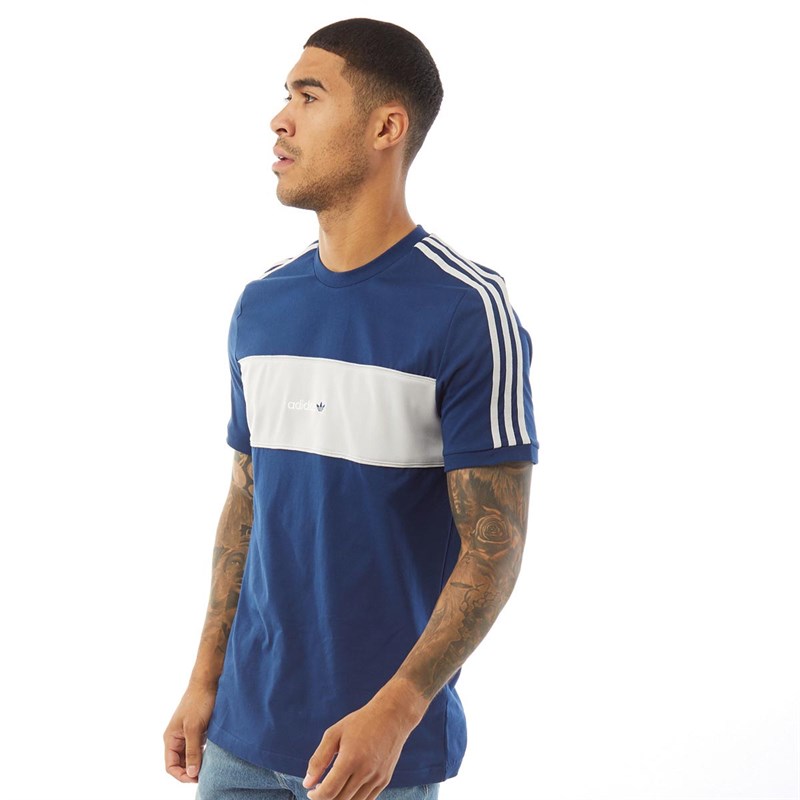 Buy adidas Originals Mens Hamburg T Shirt Blue Light Grey Heather